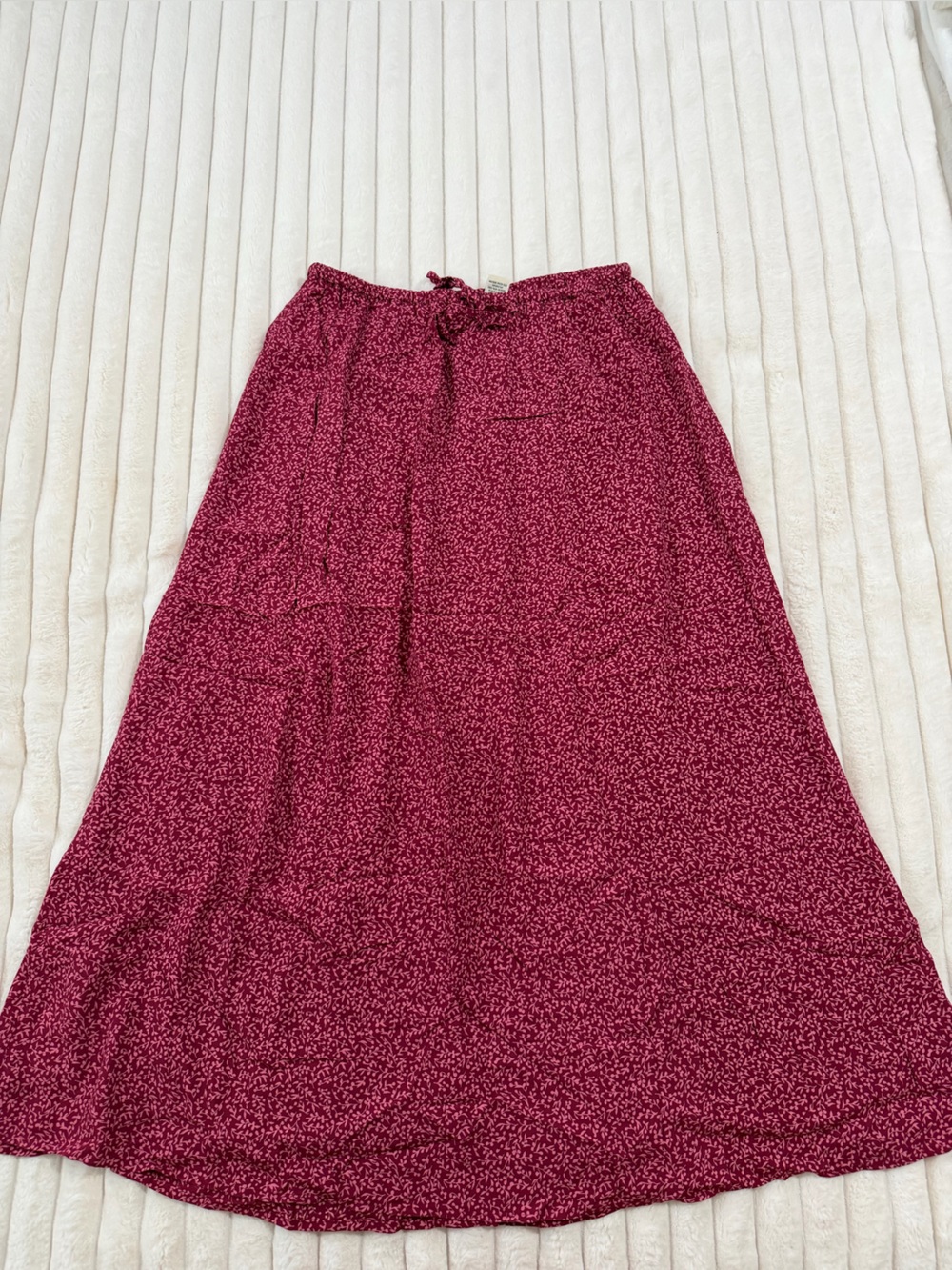 L.L. Bean Berry Pink Printed Elastic Waist Skirt
